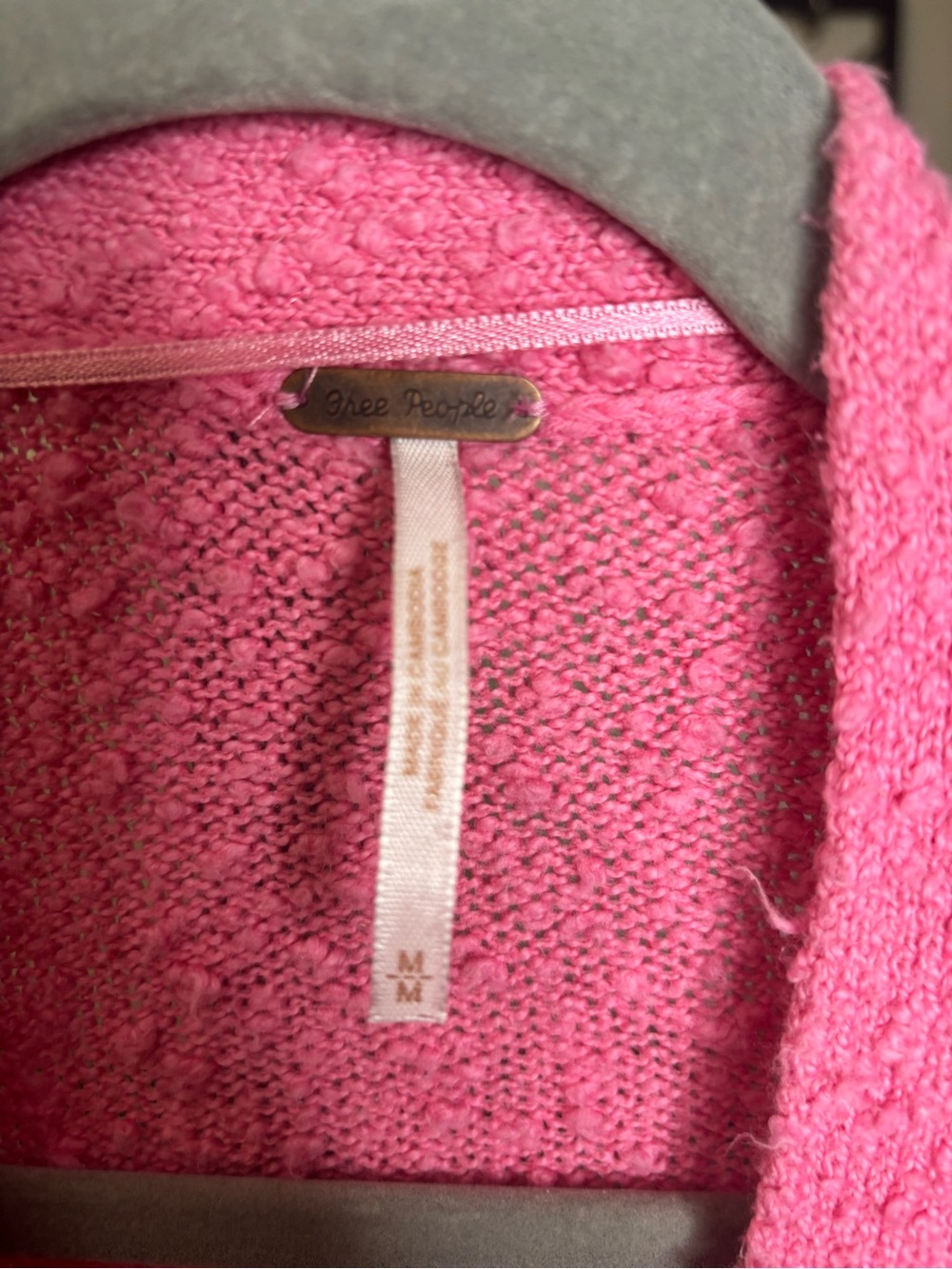 Free People Pink Button-Front Bouclé Cardigan - Picture 3 of 6